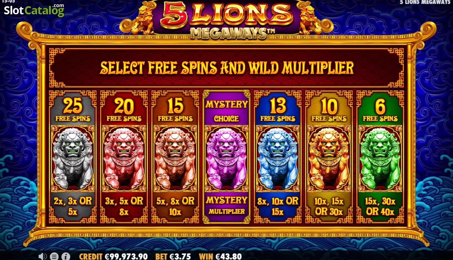 Jeu gratuit sur 5 Lions Megaways en mode démo